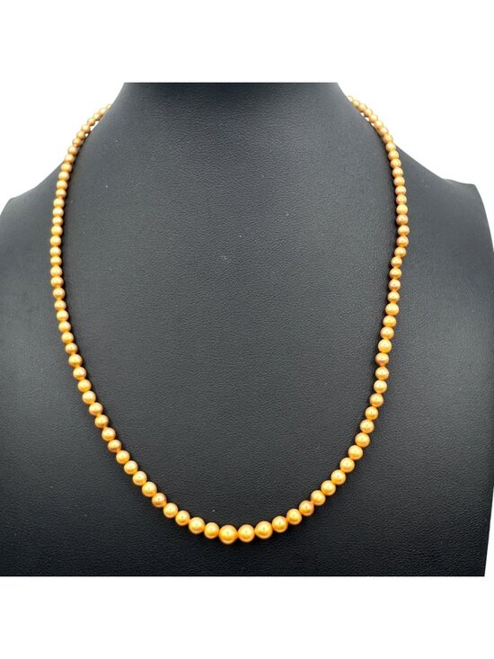 Antique Jewelry - Antique Pearl Necklace 18" 14k Gold Fish Hook Clasp Gold Pearls 1930s 3-6mm